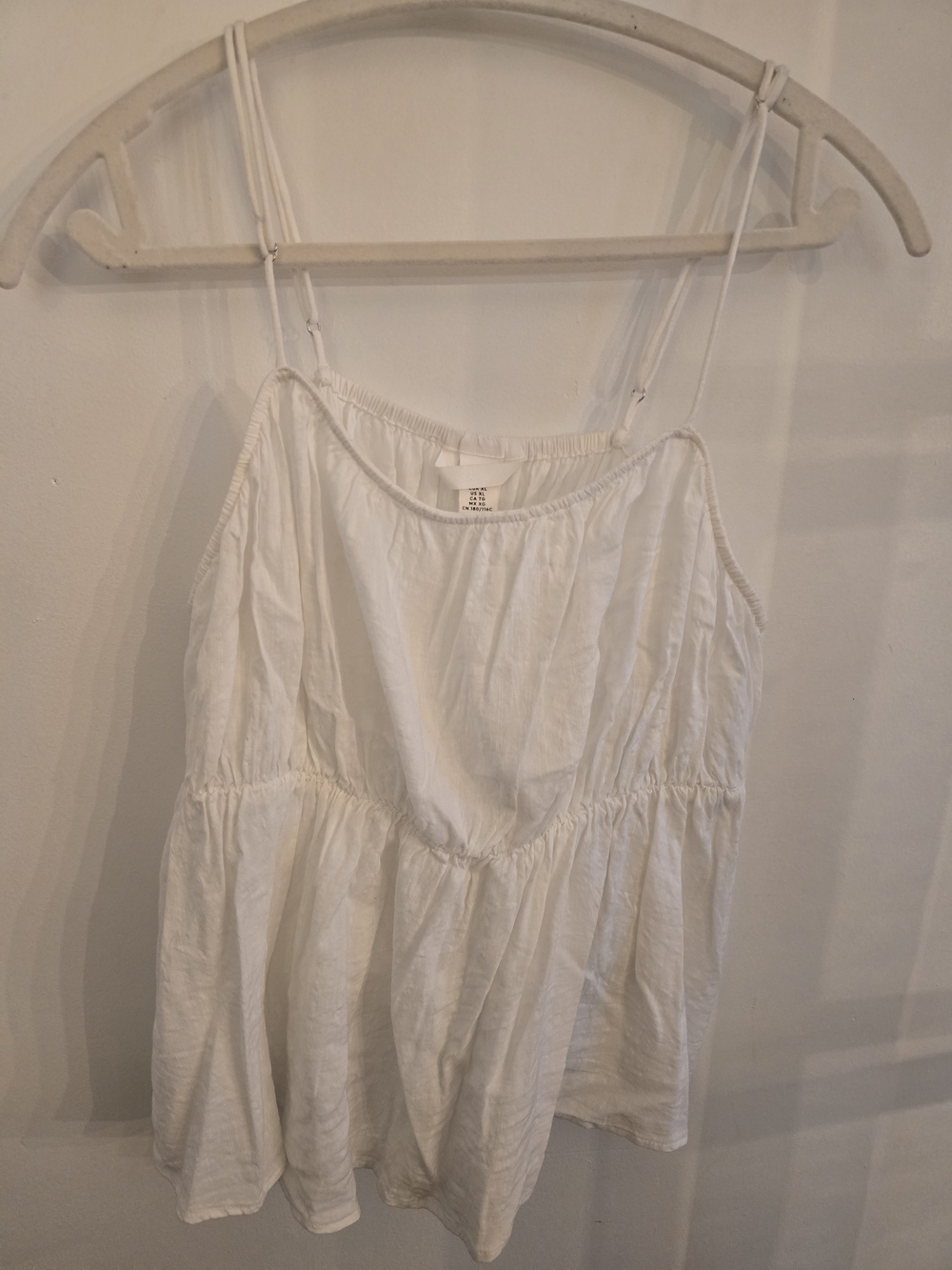 H&M White Spaghetti Strap Peplum Camisole